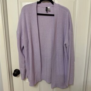 H&M‎ divided ribbed open cardigan sweater purple lilac size